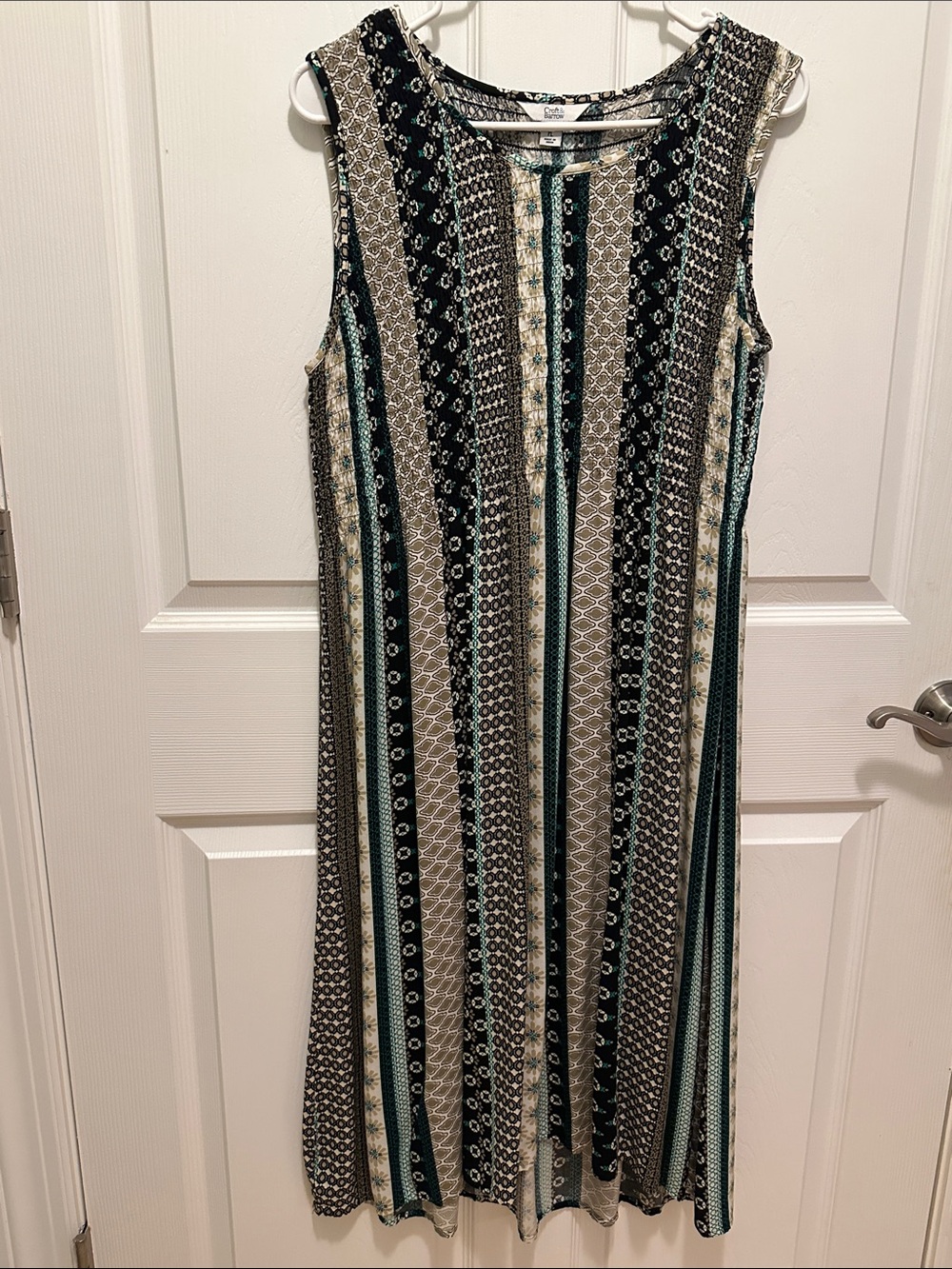 croft & barrow Sleeveless Striped Maxi Dress in Black, Teal & Cream